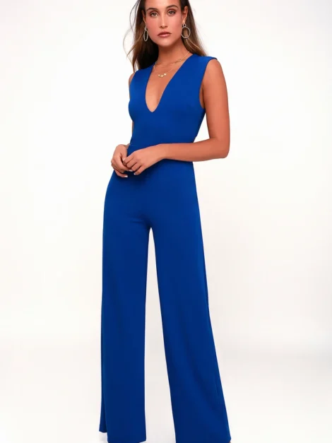 Blue Backless Jumpsuit Lulus (talla M) - Imagen 2