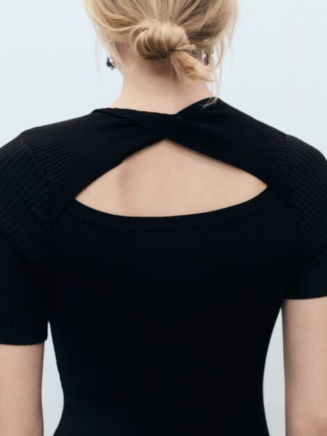 Ribbed midi-dress with slit neckline MANGO nuevo (talla Small) - Imagen 10