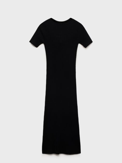 Ribbed midi-dress with slit neckline MANGO nuevo (talla Small) - Imagen 2
