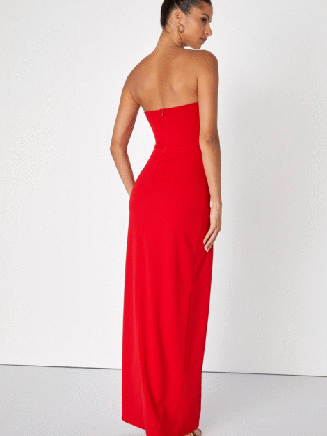 Dedicated to Glamour Red Strapless Maxi Dress Lulus nuevo (talla small) - Imagen 3