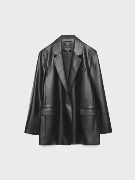 Regular fit leather effect blazer Stradivarius (talla Small) - Imagen 2