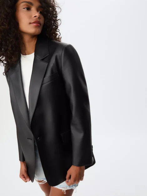 Regular fit leather effect blazer Stradivarius (talla Small) - Imagen 7