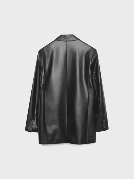 Regular fit leather effect blazer Stradivarius (talla Small) - Imagen 4