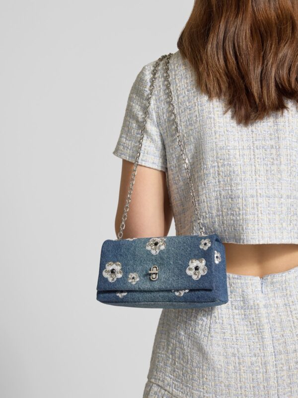 Marc Jacobs THE SEQUIN DAISY DENIM DUAL CHAIN MINI BAG