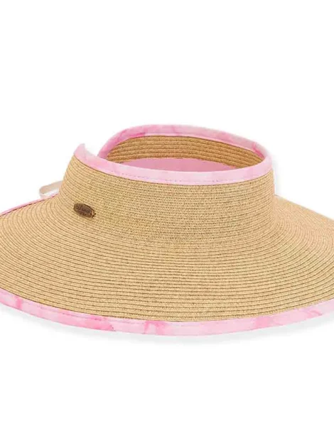 Tropical Trim Wrap Around Visor Hat - Sun 'N' Sand Hats - Pink - Imagen 2