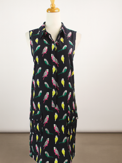 Banana Republic navy parakeet patterned dress (Talla 6)