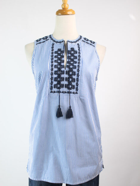 J.Crew Embroidered Striped Tank Top (talla XS)