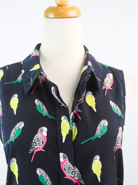 Banana Republic navy parakeet patterned dress (Talla 6) - Imagen 5
