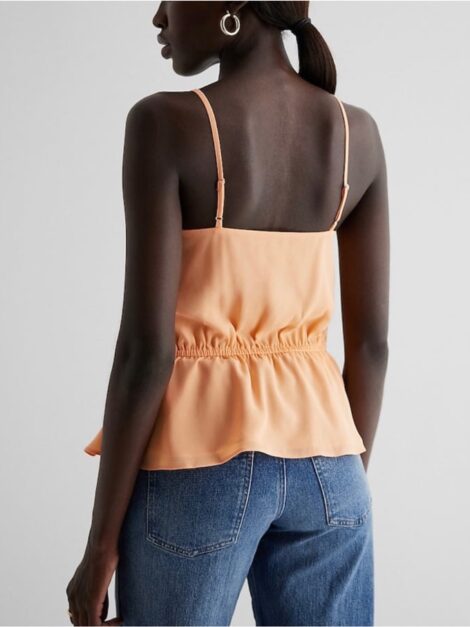 Ruffle Button Up Peplum Cami EXPRESS nueva (talla L) - Imagen 2