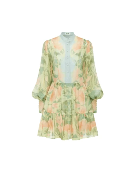 Leo Lin Alexandra Mini Dress - Orient Print in Evergreen (talla M) - Imagen 7