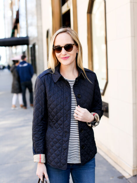 BURBERRY Brit Quilted Jacket Dark Blue (talla small)