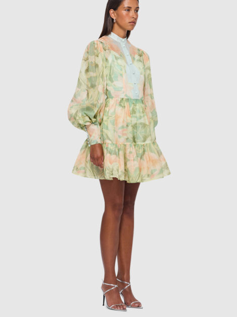 Leo Lin Alexandra Mini Dress - Orient Print in Evergreen (talla M) - Imagen 6