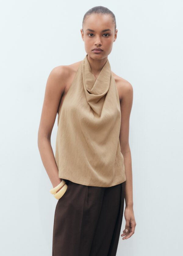 MANGO Lyocell top with draped neck nuevo (talla M)
