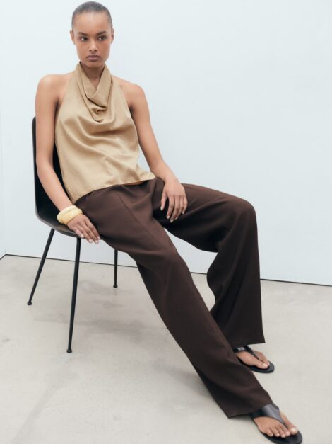 MANGO Lyocell top with draped neck nuevo (talla M) - Imagen 5