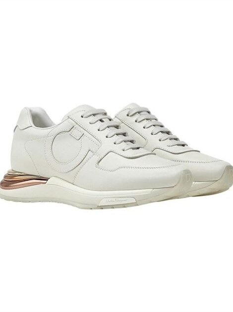 Salvatore Ferragamo - Brooklyn leather White Low Top Sneakers (talla 7)