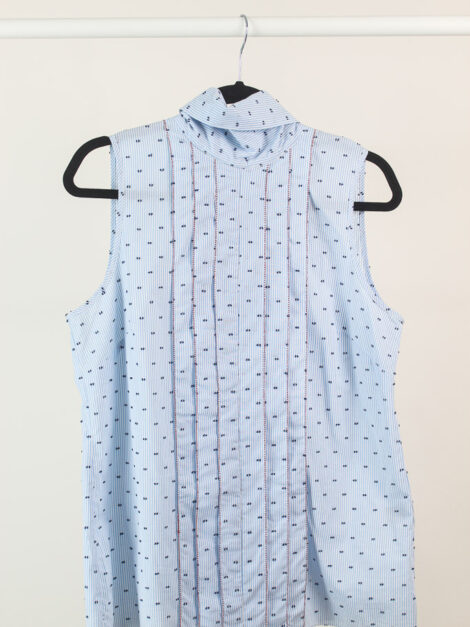 Vertigo Emma Pleated Striped Swiss Dot Blouse nueva (talla M)