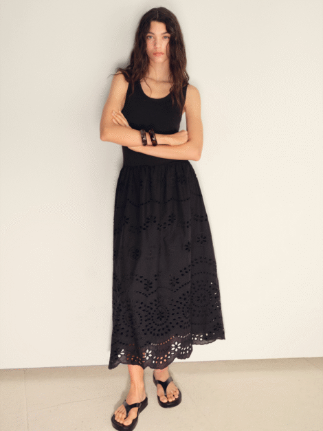 Vestido combinado bordados MNG nuevo (talla small)