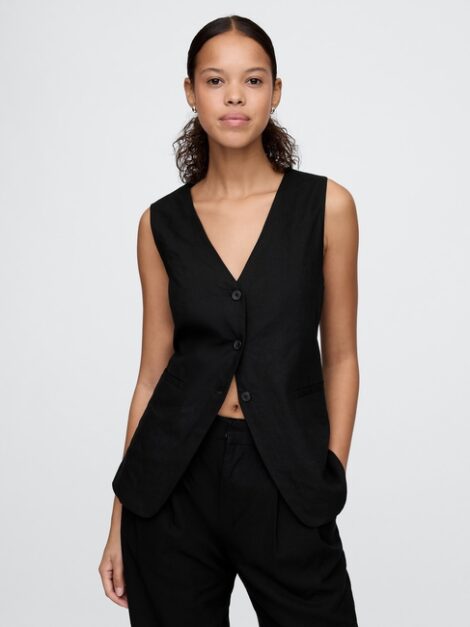 Linen-Blend Longline Vest GAP nuevo (talla small)