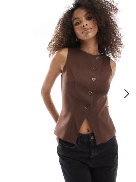 Chaleco de botones asimétrica de ASOS DESIGN (talla small)