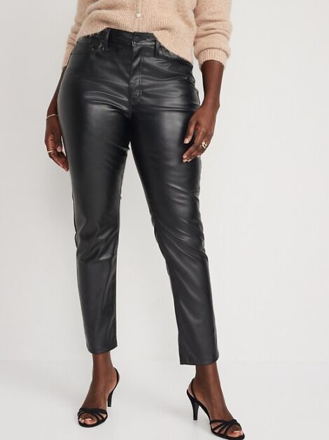Old Navy High-Waisted OG Straight Faux-Leather Ankle Pants (talla 12)