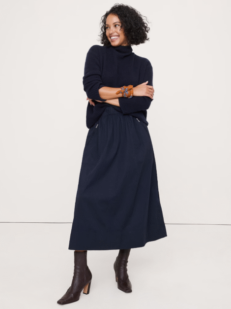 Stretch-Cotton Utility Midi Skirt Banana Republic (talla M)