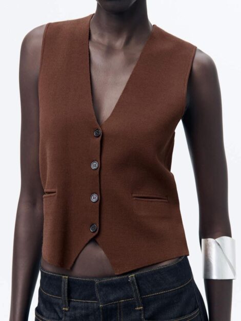 Zara Brown Knit Vest (talla M, parece S)