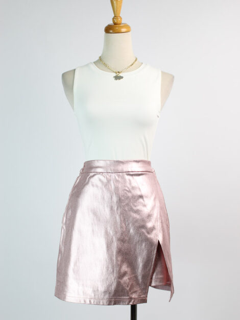 Falda rosa metalica nueva (talla small)