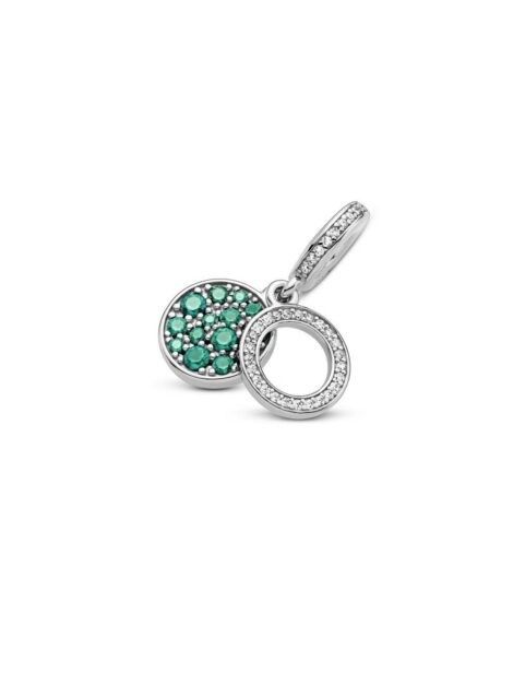 PANDORA SPARKLING GREEN DISC DOUBLE DANGLE CHARM