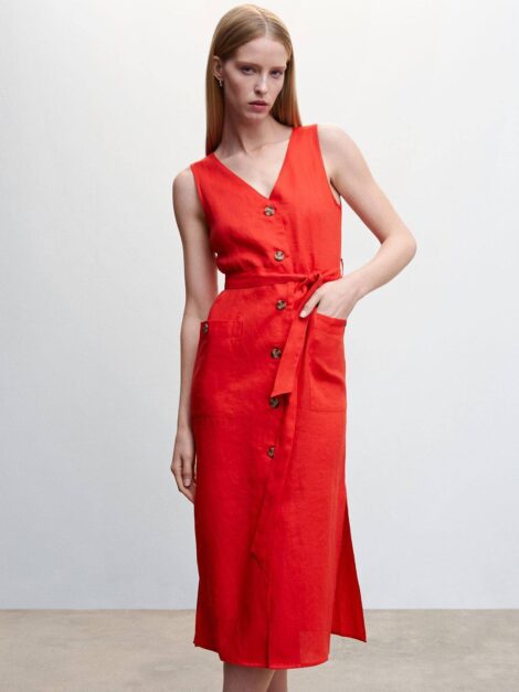 Vestido camisero 100% lino MNG (talla 6)