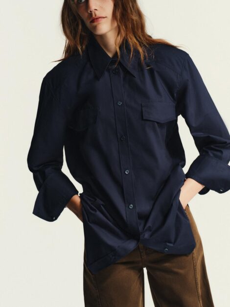 Zara Poplin Shirt With Shoulder Pads nueva (talla XS OVERSIZED)