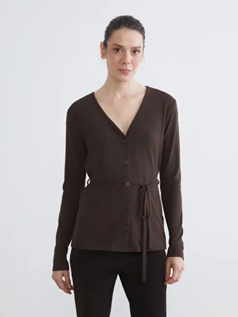 V Neck Belted Women's Cardigan ZARA (talla small)