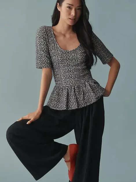 MAEVE Peplum Scoop-Neck Tank Top (talla M) nuevo