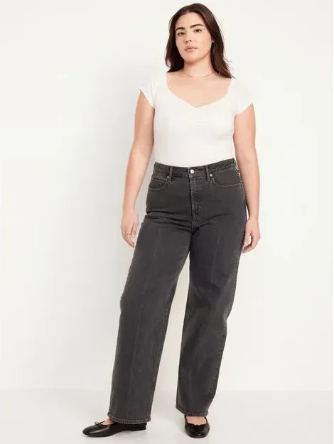 Jeans Extra High-Waisted Sky-Hi Wide-Leg Old Navy (talla 8)