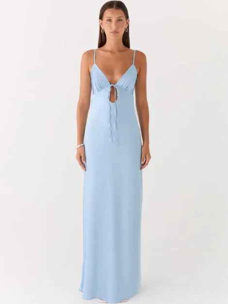 Flora Satin Maxi Dress - Ice Blue Peppermayo nuevo (talla XS)