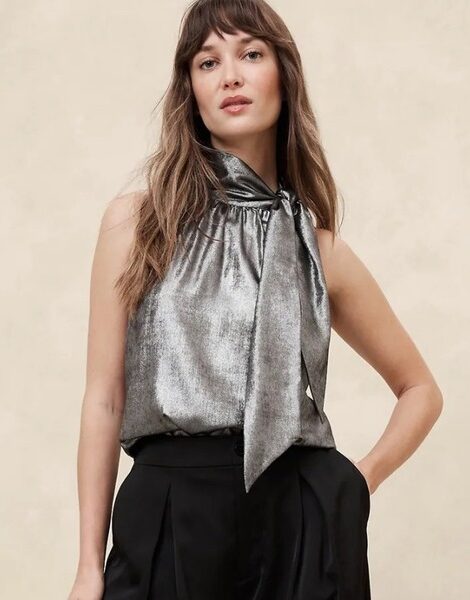 Banana Republic HALTER TIE-NECK BLOUSE nueva (talla small)