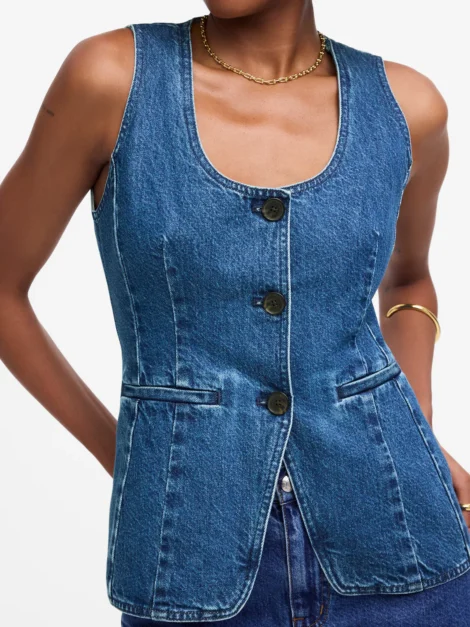Denim Scoopneck Cutaway Vest in Dowe Wash MADEWELL (talla 10)