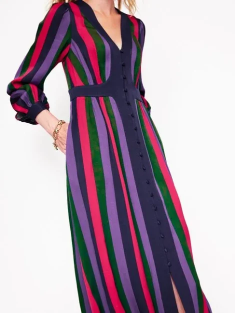 Boden Women's Red Colourblock V Neck Midi Dress (talla 10)
