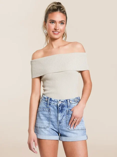 Foldover Off The Shoulder Top THE WORKSHOP (talla L, parece S/M)