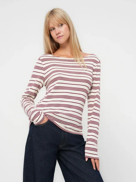 GAP Modern Ribbed Stripe Boatneck T-Shirt NUEVA (talla small)
