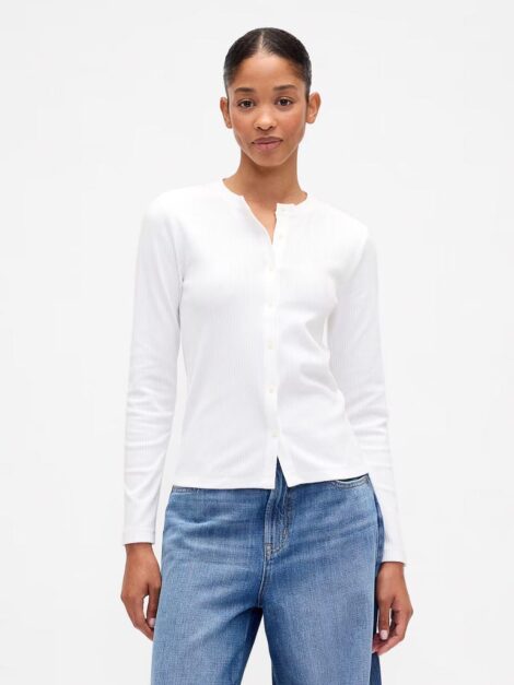 Ribbed Button-Up Top NUEVO (talla M)
