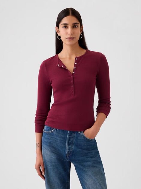 Ribbed Button-Up Top NUEVO (talla Small)