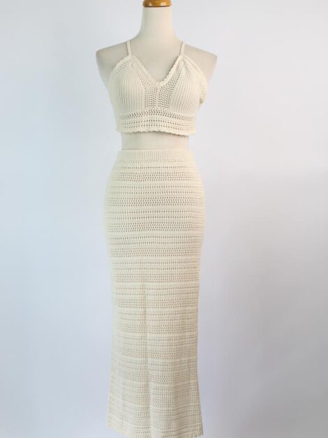 Set tejido croptop & falda (talla small)