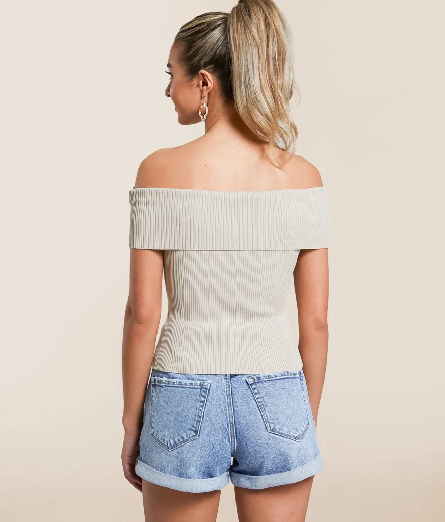 Foldover Off The Shoulder Top THE WORKSHOP (talla L, parece S/M)