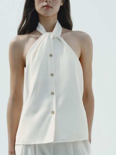 Blusa tipo chaleco con cuello halter ZARA NUEVO (talla M)