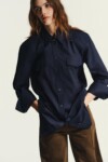 Zara Poplin Shirt With Shoulder Pads nueva (talla XS OVERSIZED)