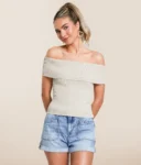 Foldover Off The Shoulder Top THE WORKSHOP (talla L, parece S/M)