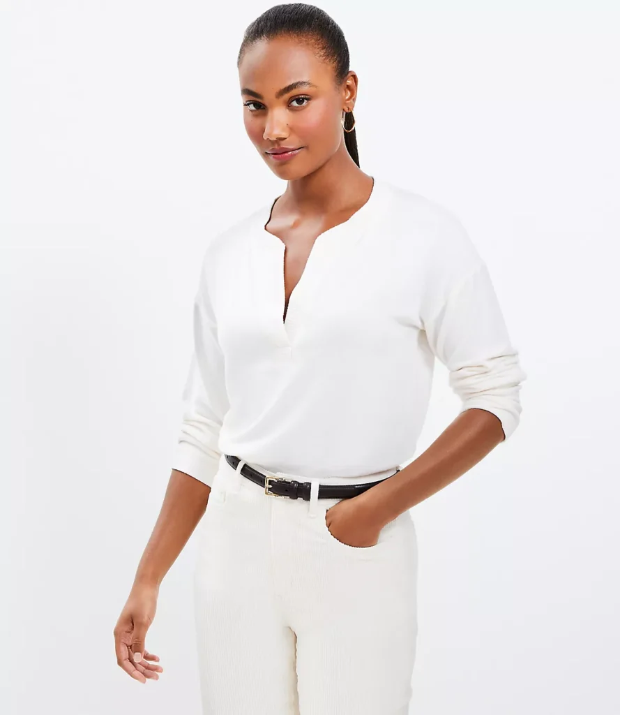Jersey Split Neck Top LOFT nuevo (talla Small , parece M/L)
