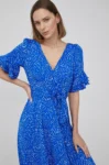 DKNY Flutter Sleeve V- Neck Faux Wrap Dress (Talla small)