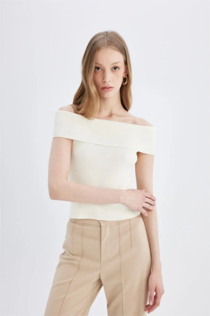 Foldover Off The Shoulder Top THE WORKSHOP (talla L, parece S/M)