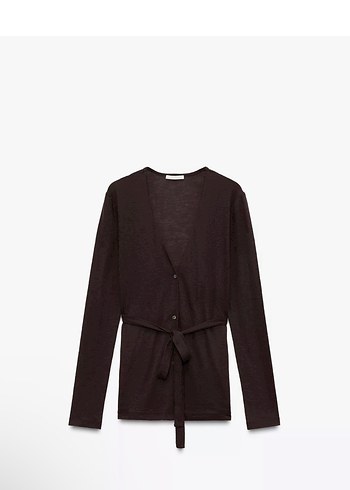V Neck Belted Women's Cardigan ZARA (talla small)